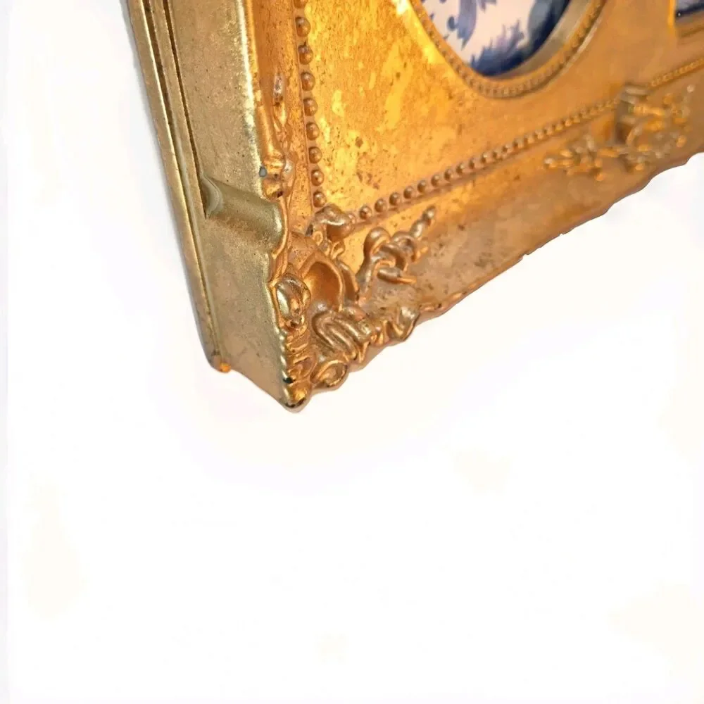 Large Gold Gallery Frame, Wall or Table Mount, 7 photo slots, 15x12